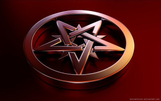 Gold red pentagram star red - a star in the middle of it free wallpaper