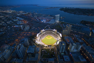Baseball stadium night city water - a baseball stadium free wallpaper