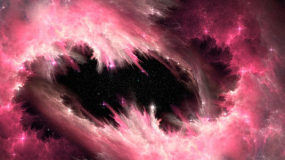Pink black space stars clouds - a black hole in the center of the image free wallpaper