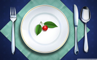 Cherry plate fork knife tablecloth - a fork free wallpaper