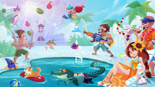 Cartoon characters playing pool floater - anton fadeev free wallpaper