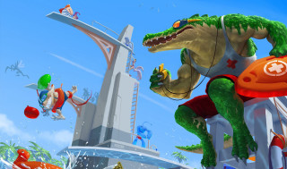 Cartoon skateboard city characters dinosaur - a cartoon character riding free wallpaper