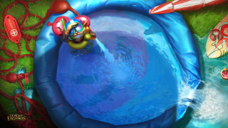 Cartoon pool toyboat redpaddle redumbrella - a toy free wallpaper