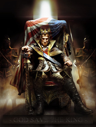 Man throne flag crown beard - game art free wallpaper for mobile