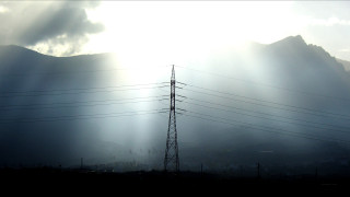 Mountain range power lines sunshine - arthur b. carles free wallpaper