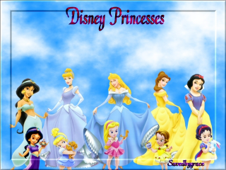 Princesses blue sky clouds caption - a group of princesses free wallpaper