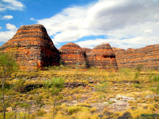 Rocky trees blue sky clouds - albert namatjira free wallpaper