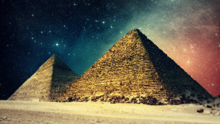 Pyramid desert star filled sky - sacred free wallpaper