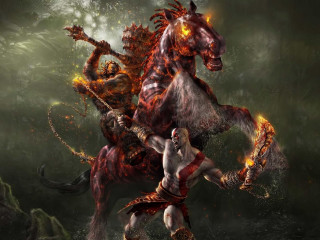 Man riding horse demon forest 2 - a horse in a forest free wallpaper