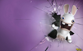 Cartoon bunny broken window cell - a broken glass window free wallpaper