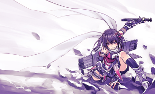 Woman gun white background purple 2 - action pose free wallpaper