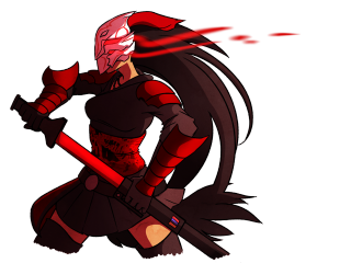 Cartoon character sword blood face - a pose free wallpaper