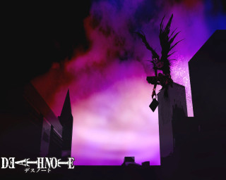 Purple black city dragon statue - sky in the background free wallpaper