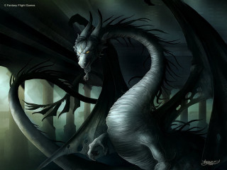 Dragon long neck tail dark - a dragon free wallpaper