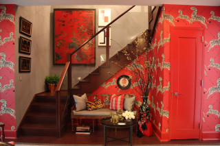 Living room staircase red wall - pillow free wallpaper for desktop