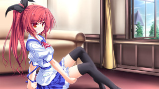 Redhair blackstockings sitting room anime - black stocking free wallpaper