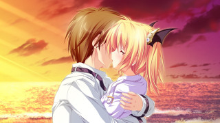 Couple people ocean sunset bat - over them free wallpaper for desktop