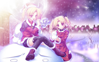 Anime girls snow hill city - hill free wallpaper
