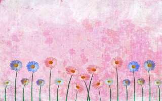 Flowers painting pink background green - a painting of a bunch free wallpaper