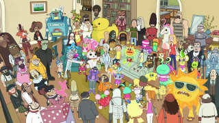 People cartoon characters room gathering - the room free wallpaper