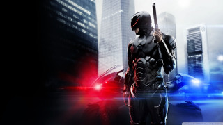 Futuristic man police car city - cryengine free wallpaper for desktop