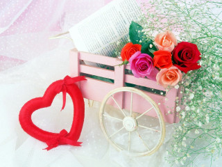Pink wagon roses book red - pillow free wallpaper