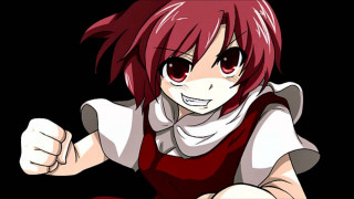 Red haired girl pointing black - gapmoe yandere grimdark free wallpaper