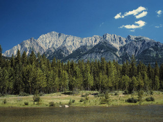 Mountain range river trees foreground 2 - a mountain range free wallpaper