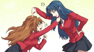 Anime girls fighting cartoon style - a caption free wallpaper for desktop