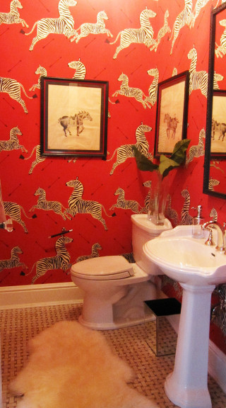 Zebra wallpaper white toilet sink - a rug free wallpaper for mobile