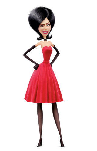 Cartoon girl red dress black - free retro wallpaper for mobile