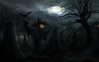 Creepy graveyard full moon bats 2 - gothic free wallpaper