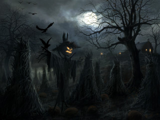 Creepy graveyard full moon bats - spooky free wallpaper