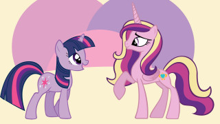 Pinkie ponies standing pink background - a purple circle free wallpaper