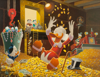 Cartoon characters throwing money gold - loftis free wallpaper