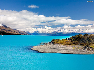 Water mountains blue sky clouds - bob thompson free wallpaper