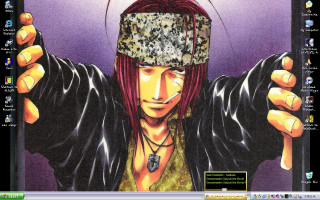 Computer screen person hat pointing - a hand free wallpaper