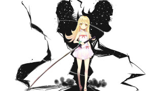Girl pink dress sword black - a white tail free wallpaper for desktop