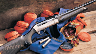 Gun wooden table blue bag - matte finish free wallpaper