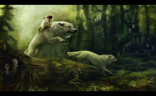 Man riding polar bear woods - anato finnstark free wallpaper