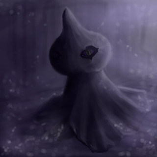 Creepy ghost painting with scary - foggy free wallpaper for tablet