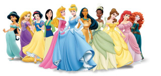 Princesses standing row dresses tiaras 2 - a group of princesses free wallpaper