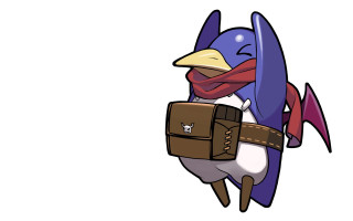 Cartoon bird with backpack and - sticker free wallpaper