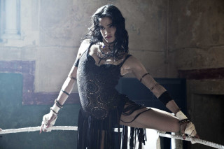 Woman black dress holding rope 2 - a fireplace free wallpaper for desktop