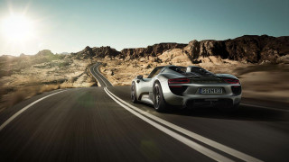 Silver sports car desert road 3 - the road free wallpaper
