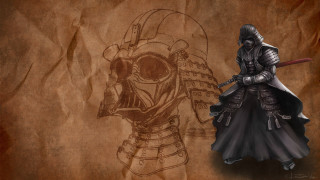 Man armor sword helmet brown - concept design art free wallpaper