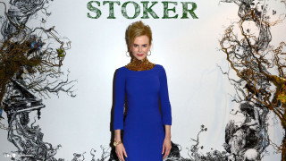 Woman blue dress wall picture - dark shadow free wallpaper