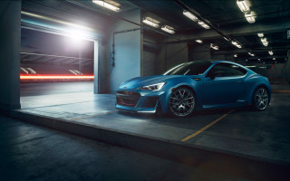 Blue sports car parking garage 4 - a parking garage free wallpaper