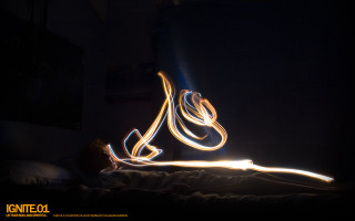 Person laying bed light painting - bed free wallpaper