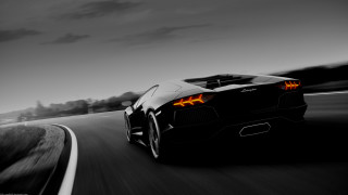 Black white sportscar road lights - the rear free wallpaper
